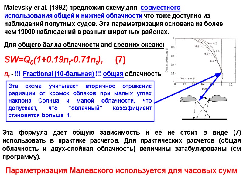 Malevsky et al. (1992) предложил схему для  совместного использования общей и нижней облачности